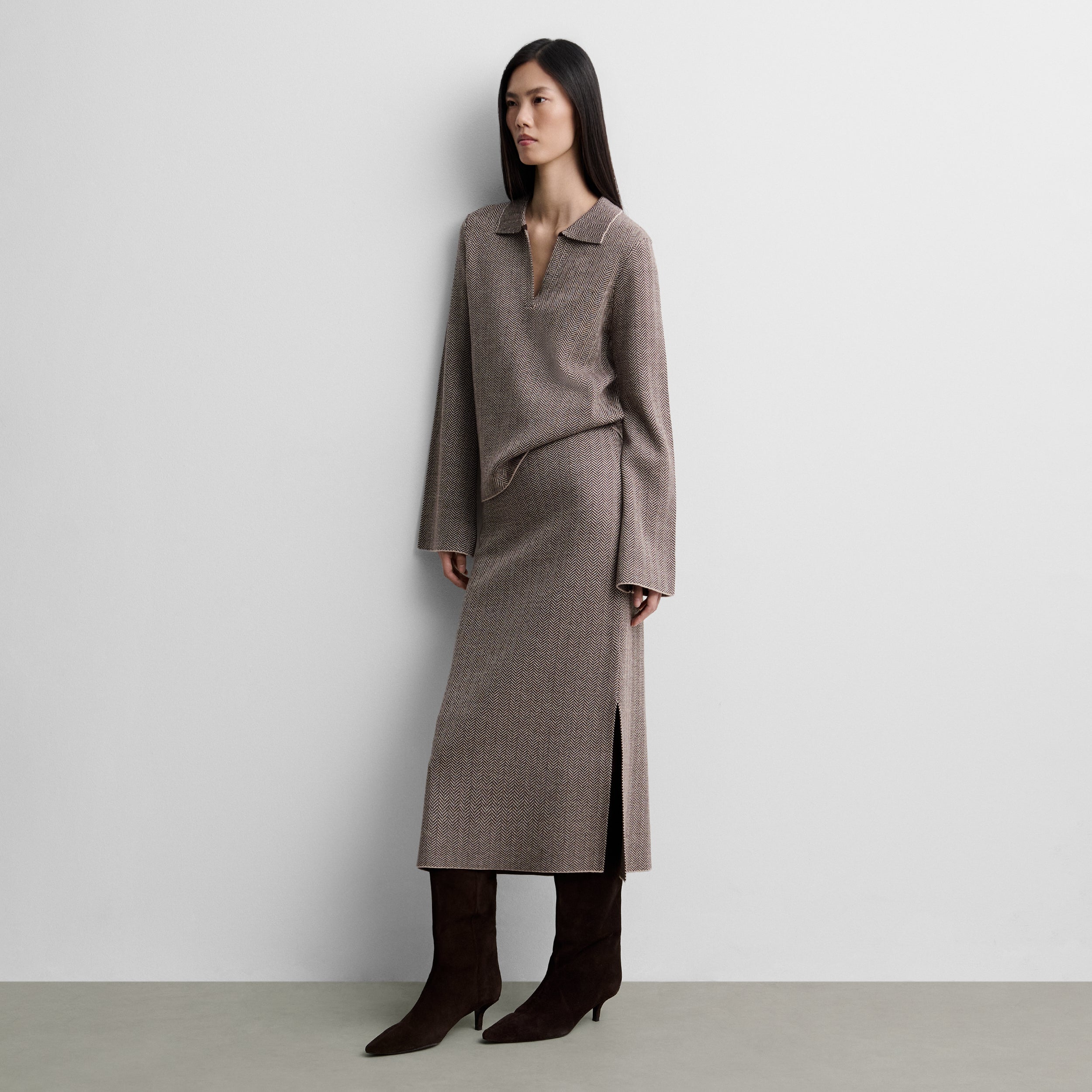 Herringbone knit skirt