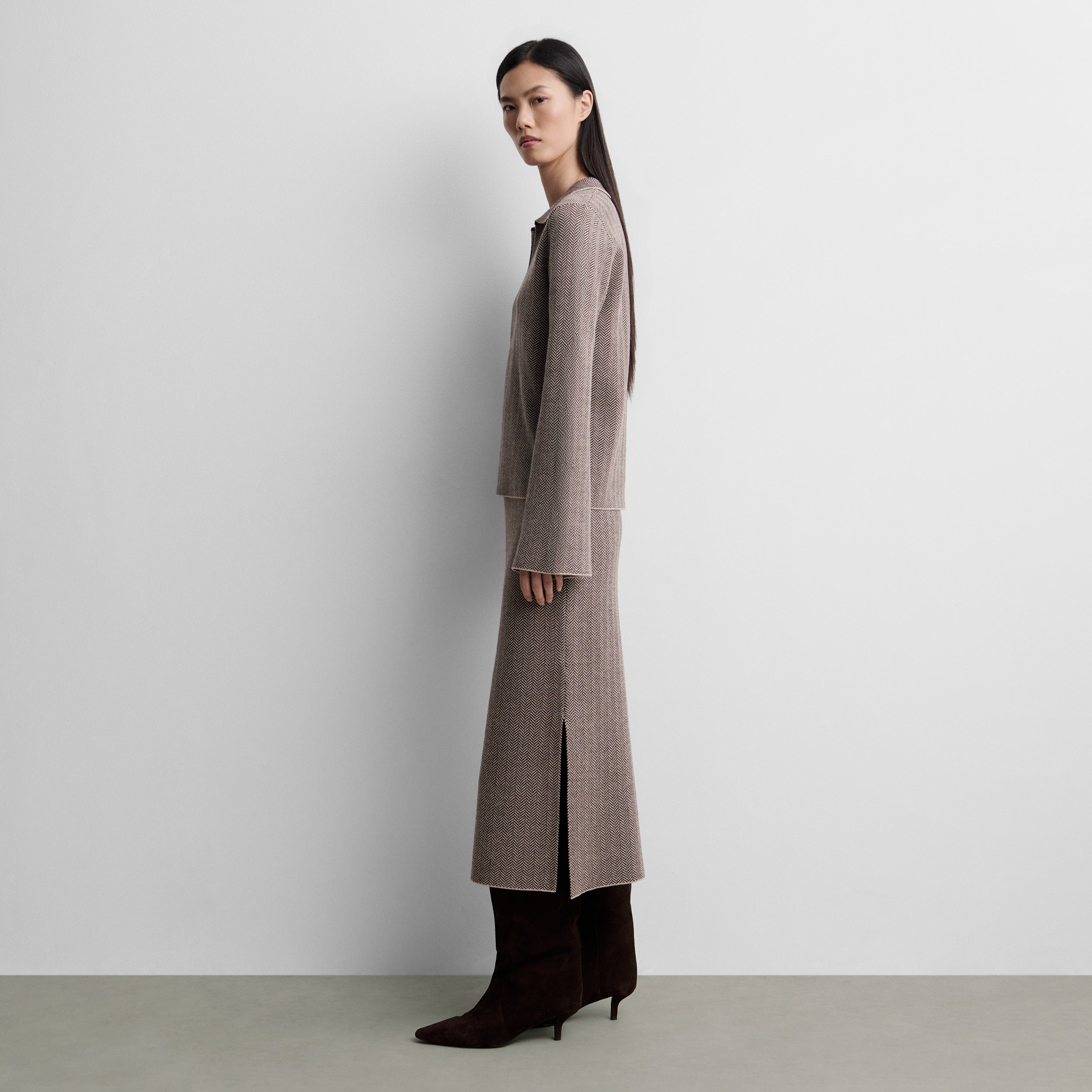 Herringbone knit skirt
