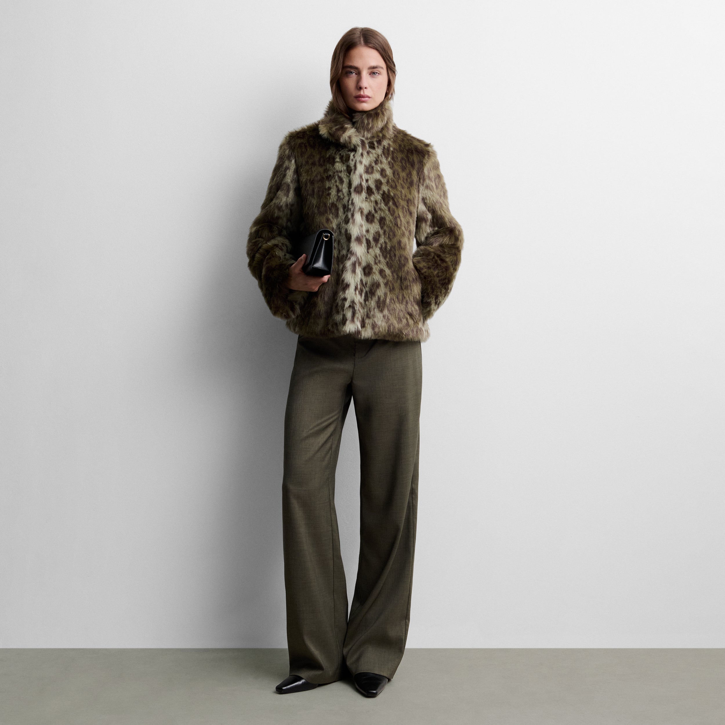 Printed faux-fur effect jacket