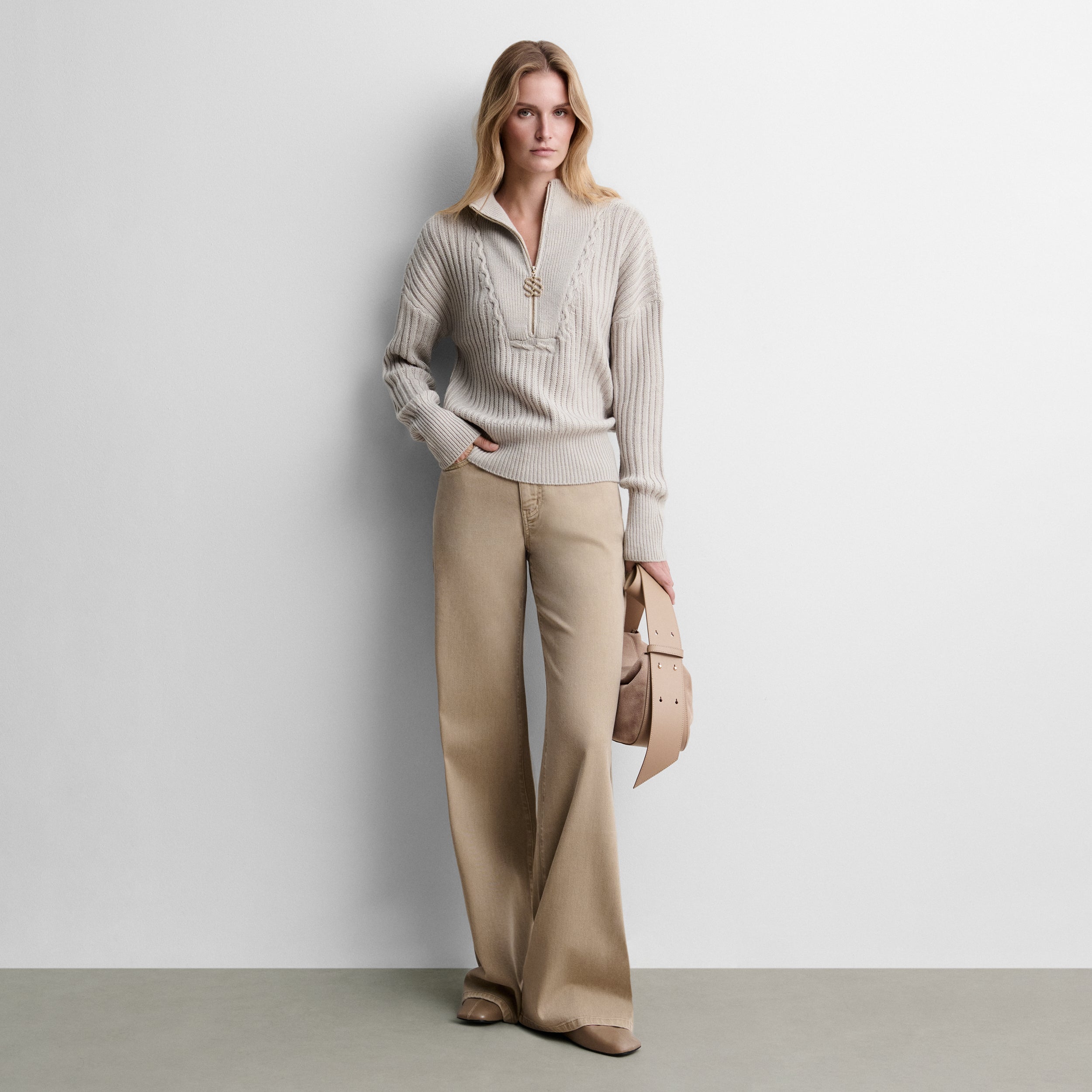 High-neck knit sweater