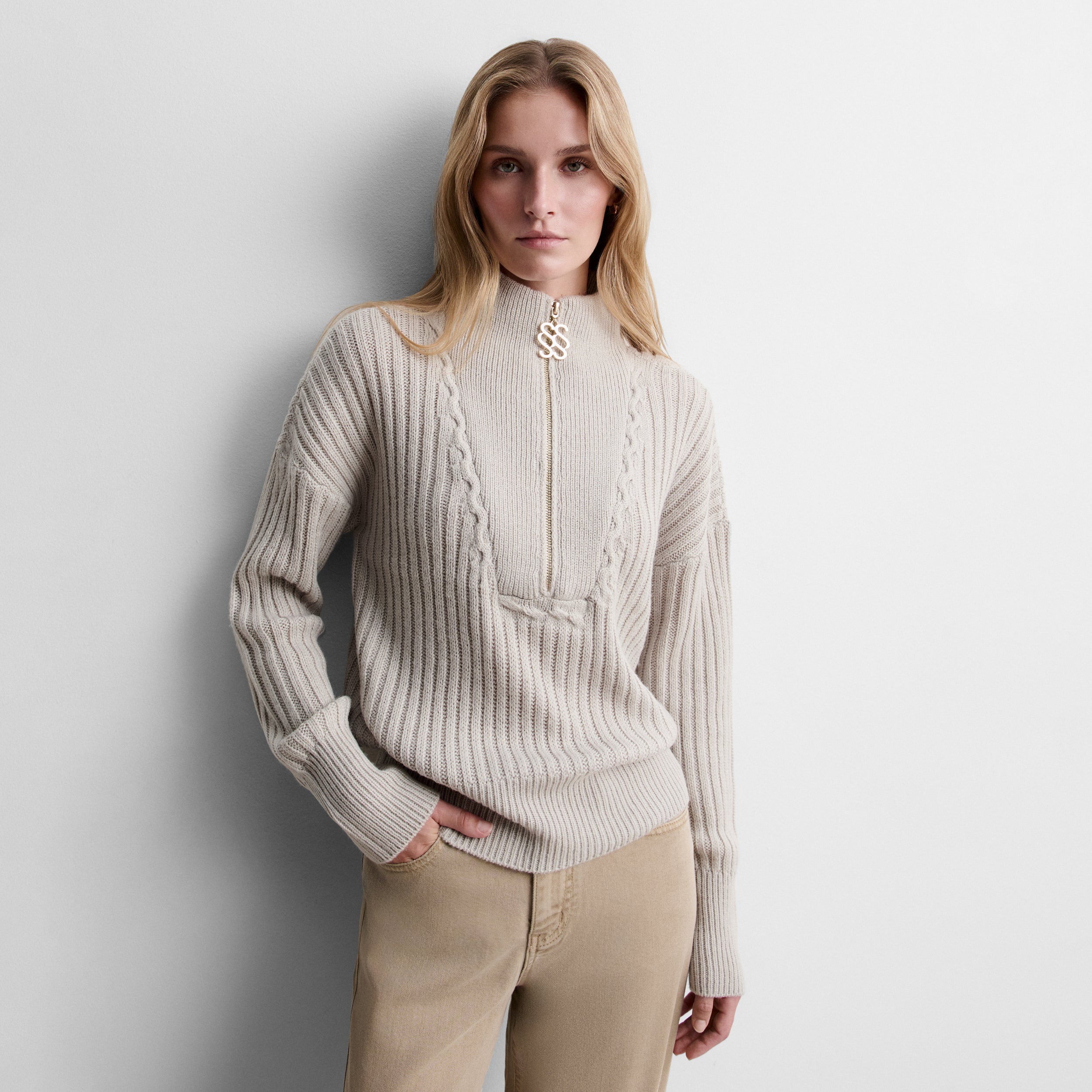 High-neck knit sweater