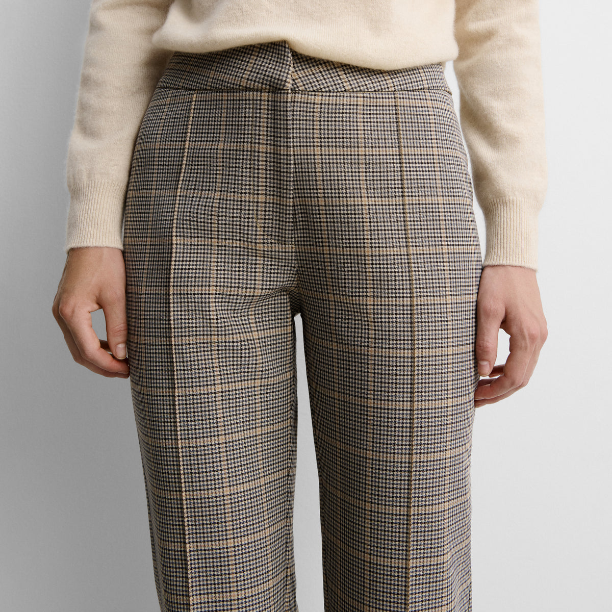 Pantalón recto estampado cuadros