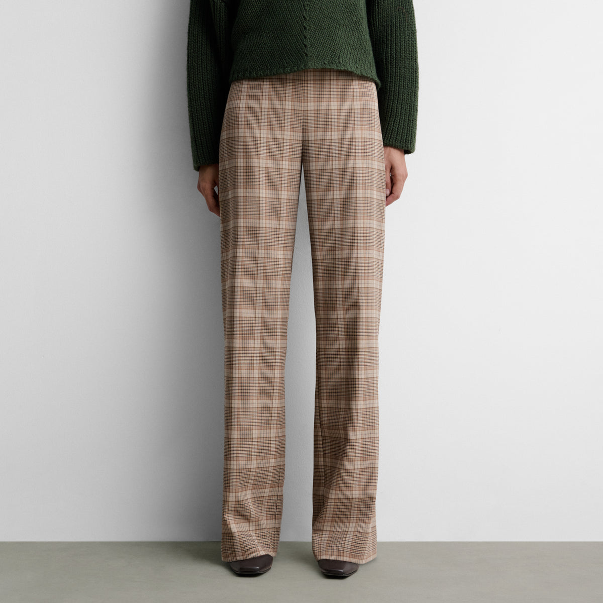 Pantalón recto estampado cuadros