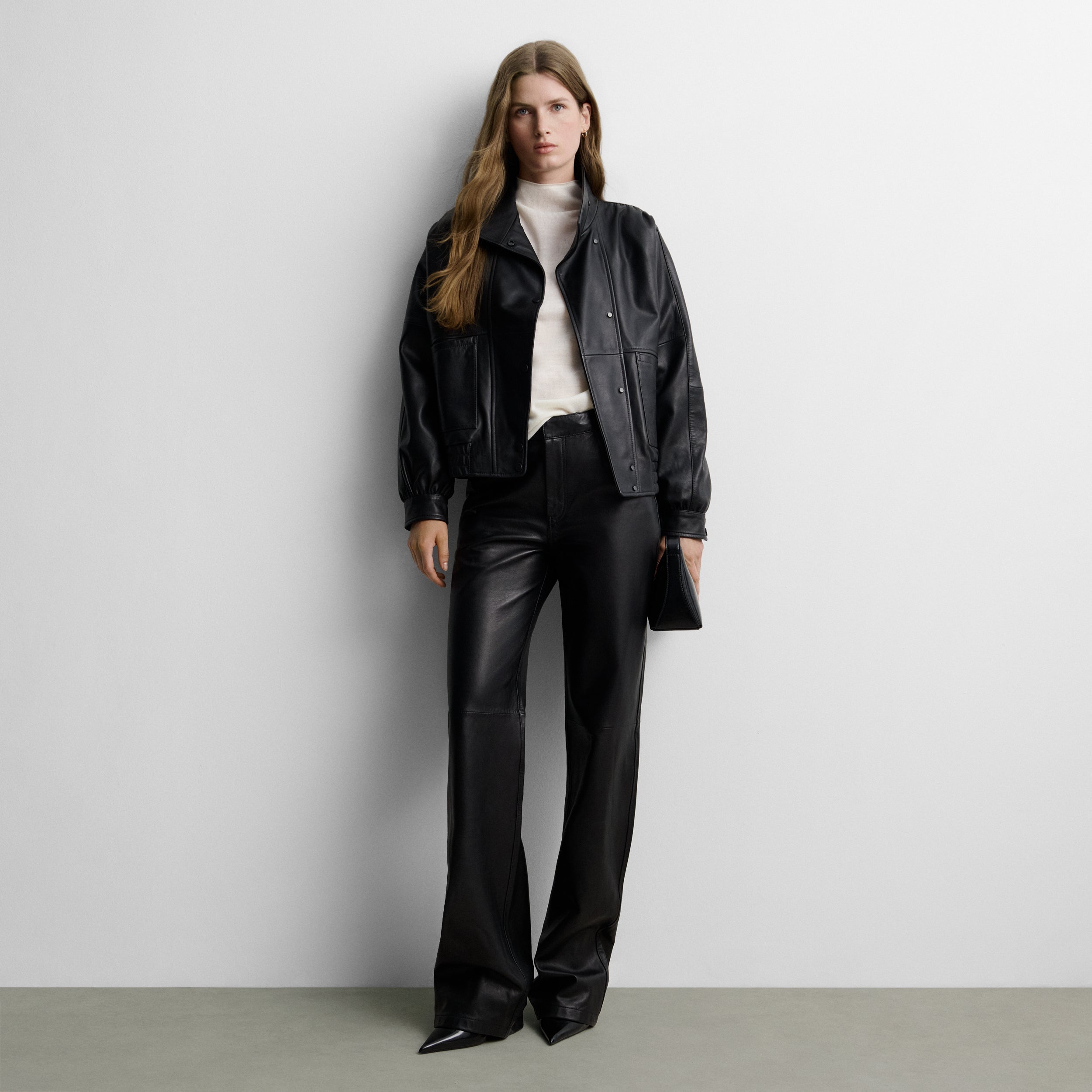 Faux leather bomber jacket