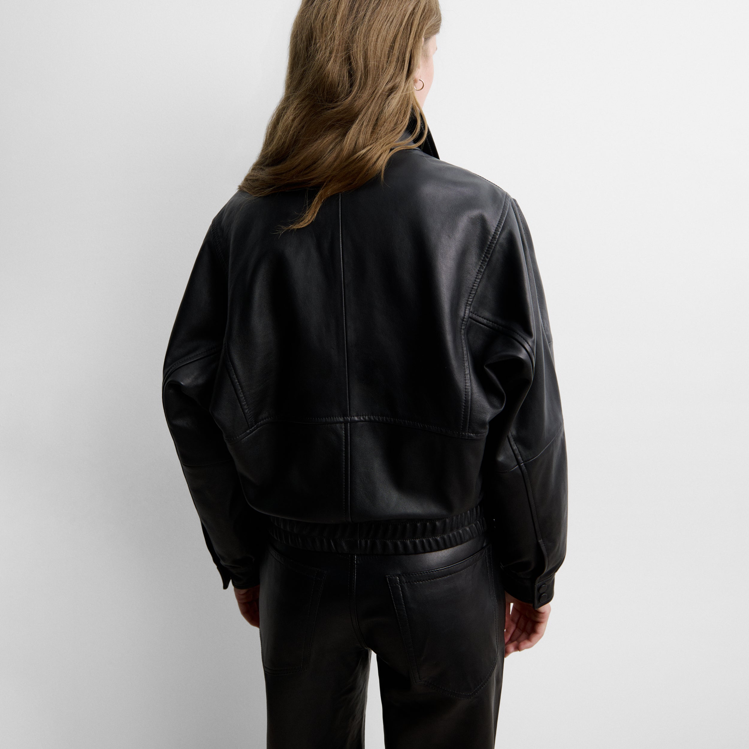 Faux leather bomber jacket