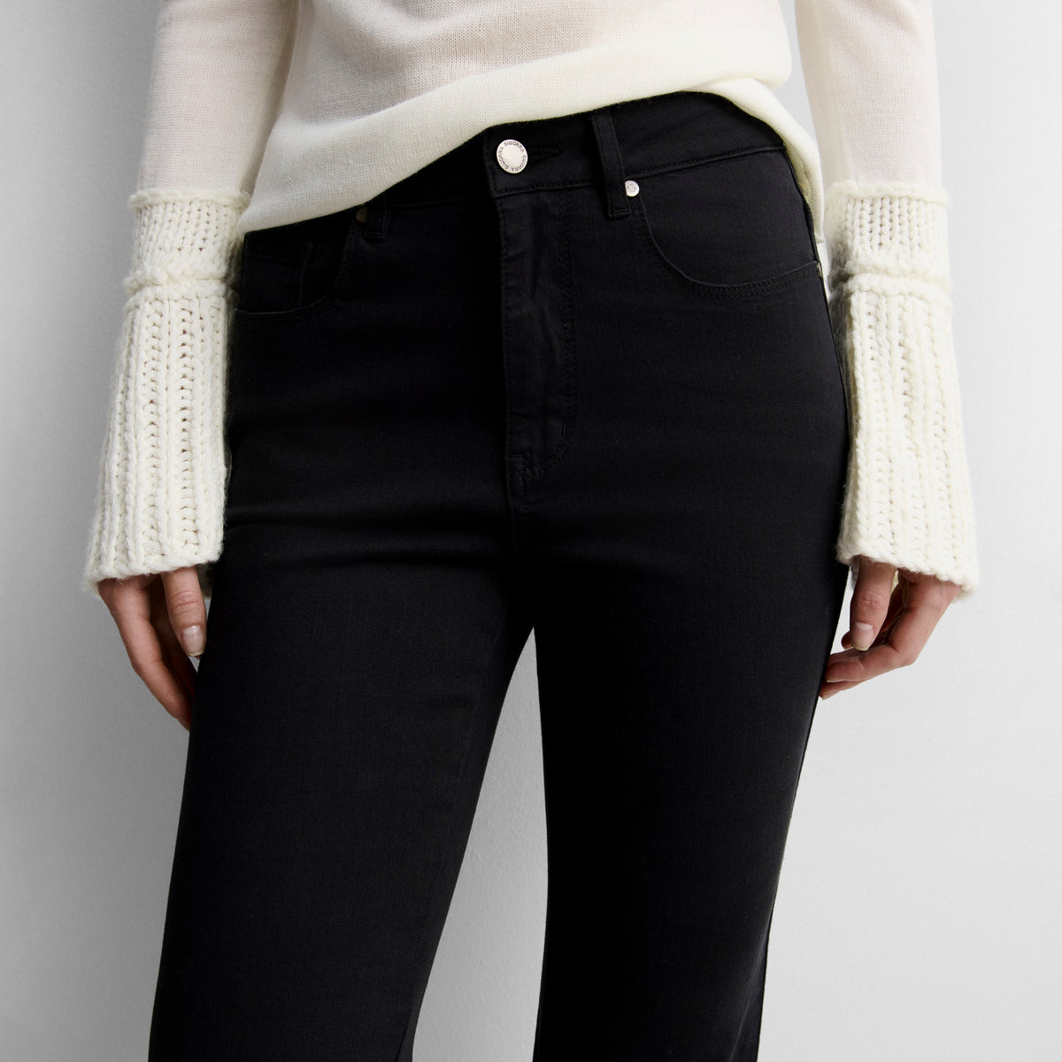 Flared denim trousers