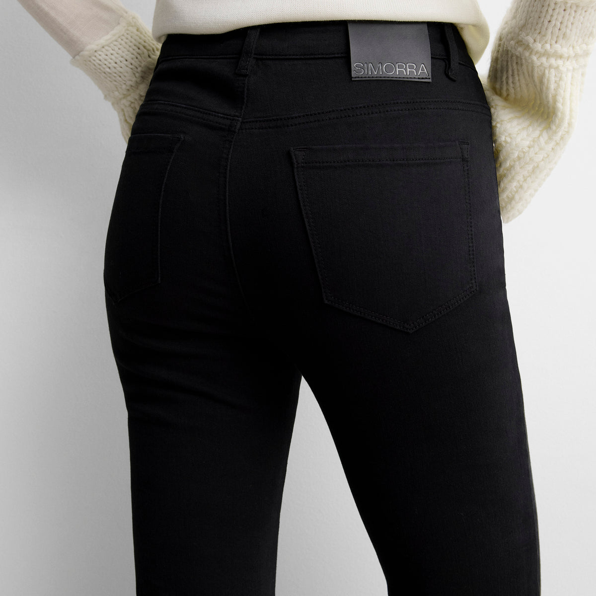 Flared denim trousers