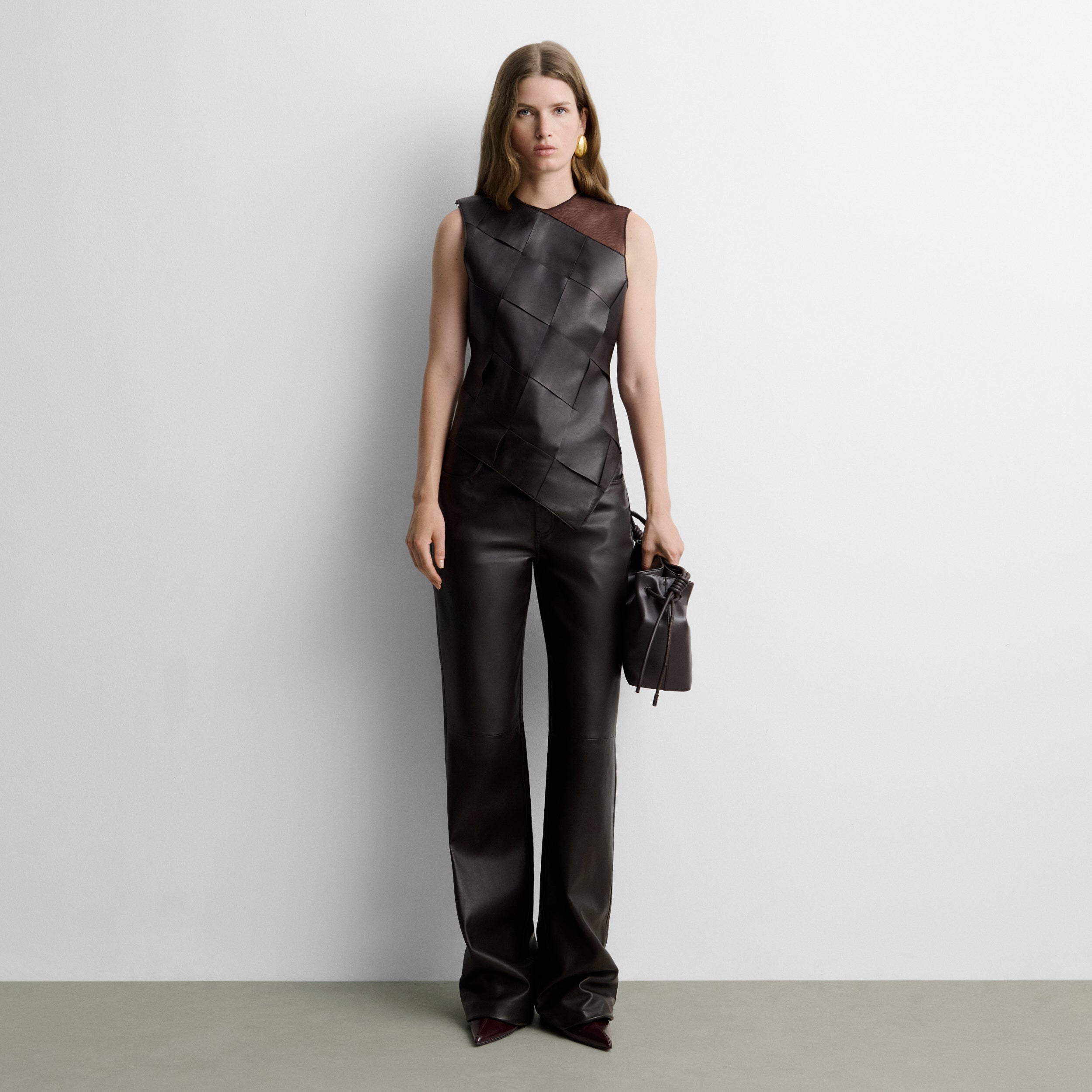Woven leather top