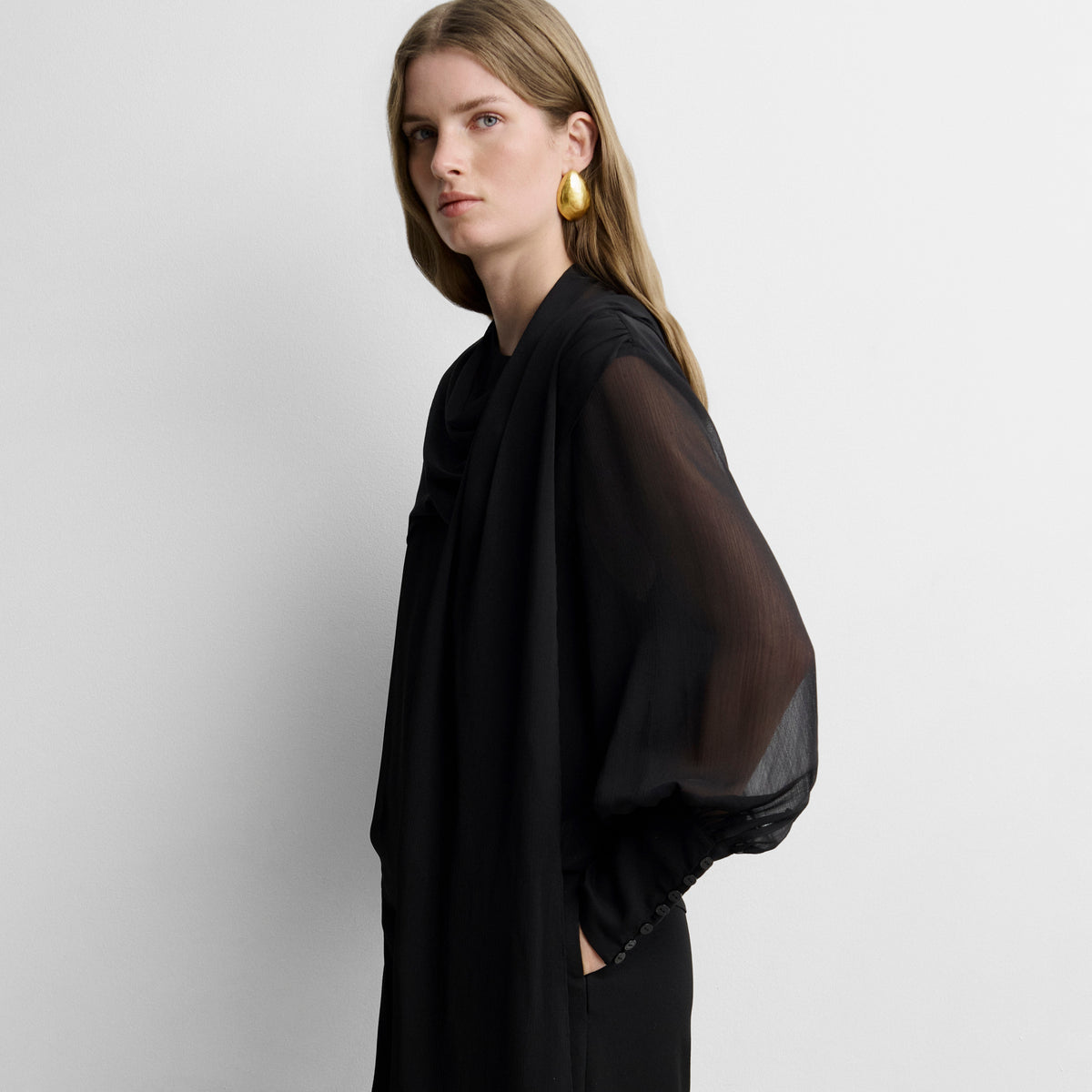 Flowy handkerchief-hem blouse