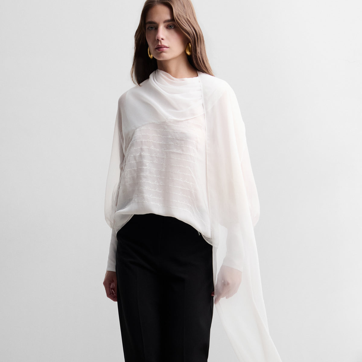 Embroidered handkerchief blouse