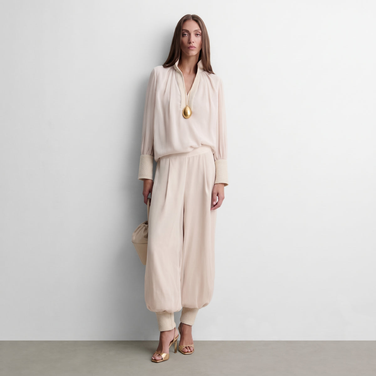 Blouse en mousseline bimatière