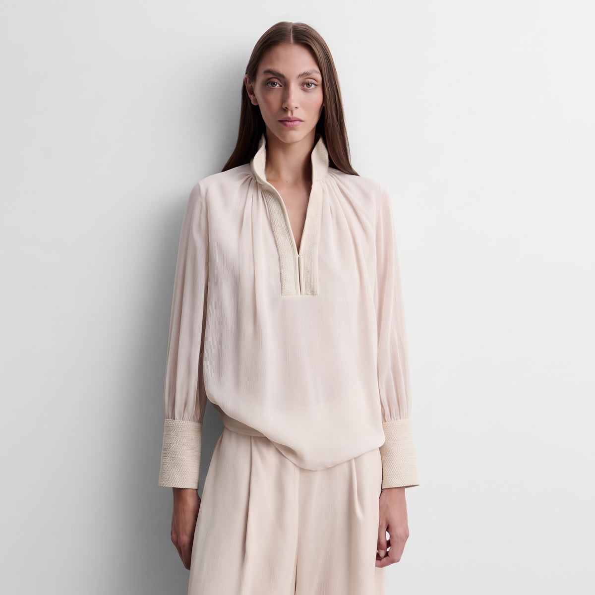 Blouse en mousseline bimatière