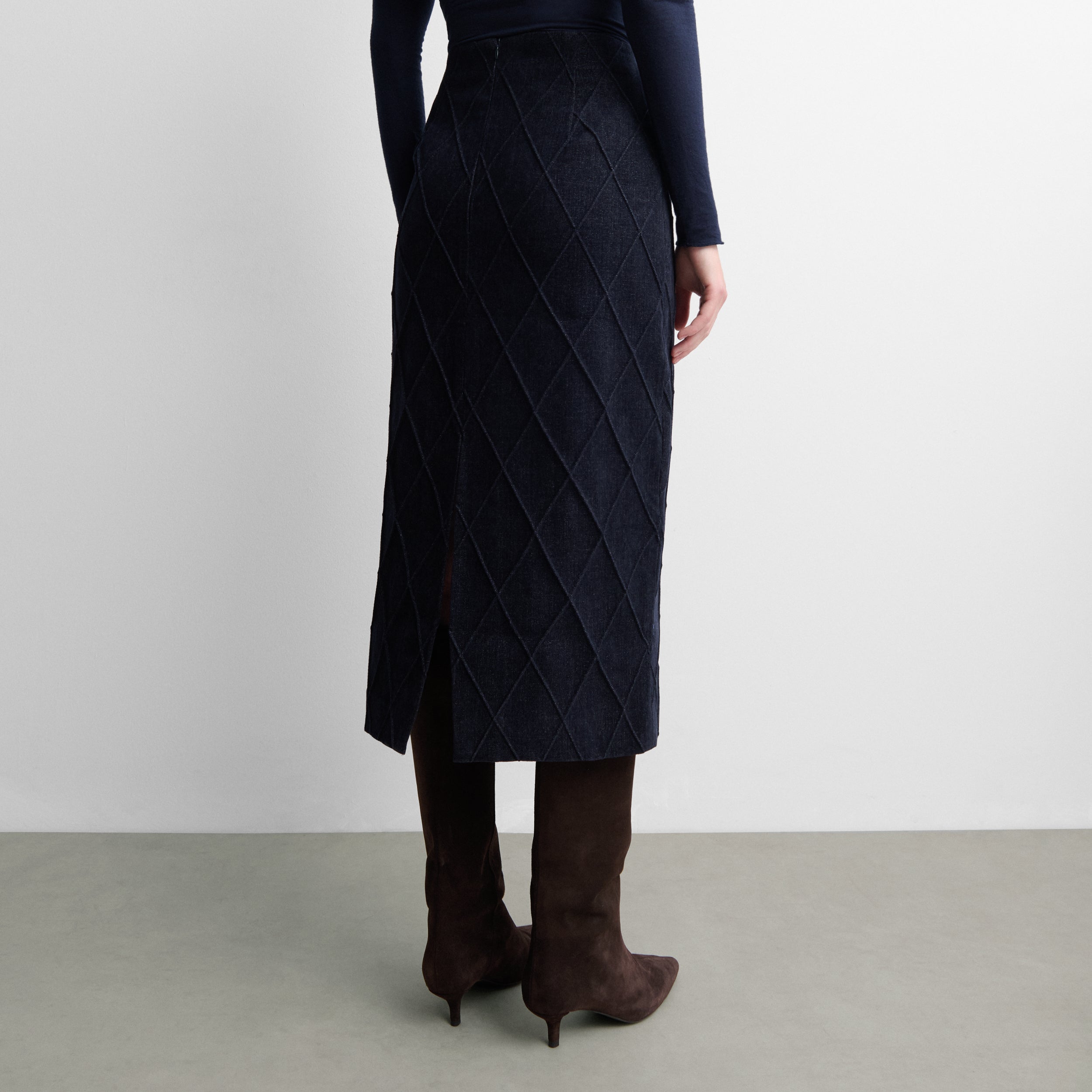 Falda midi efecto denim