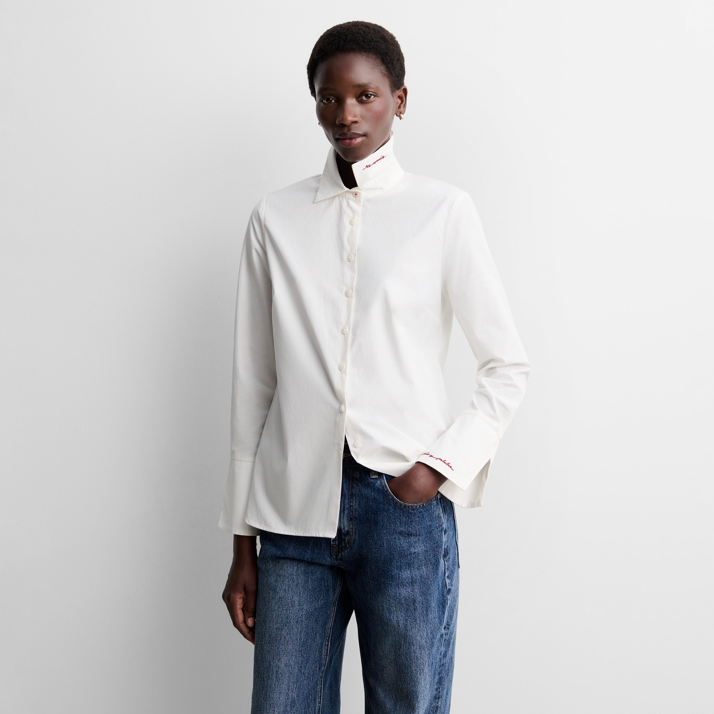 Camisa algodón bordada
