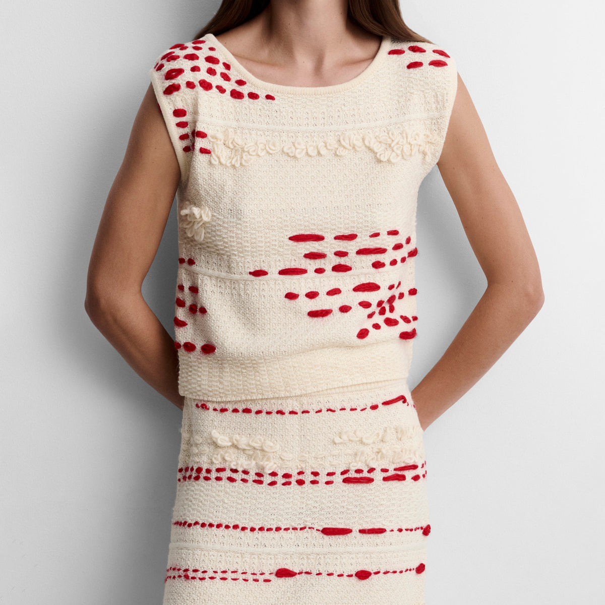Embroidered knit top