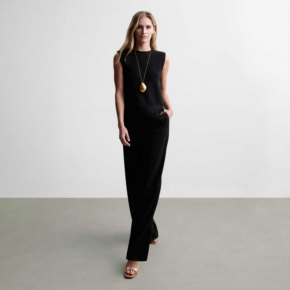 Top punto lurex flecos