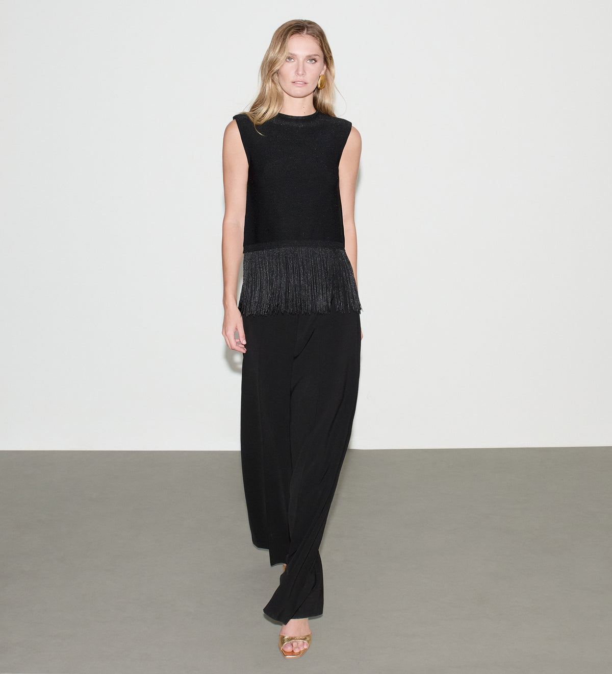Top punto lurex flecos