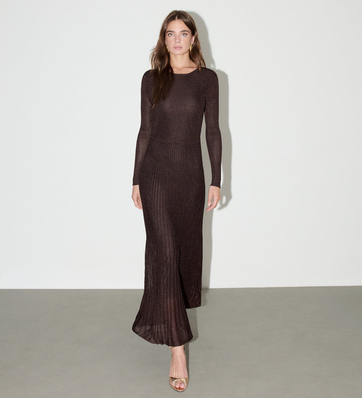 Vestido largo punto lurex