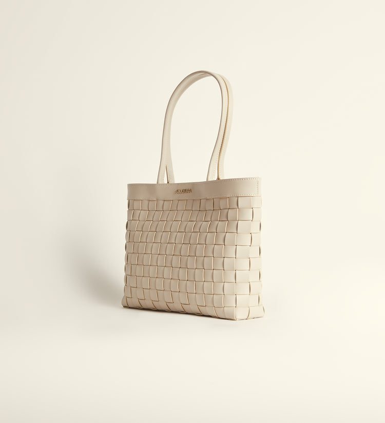 Intertwined leather shopper bag