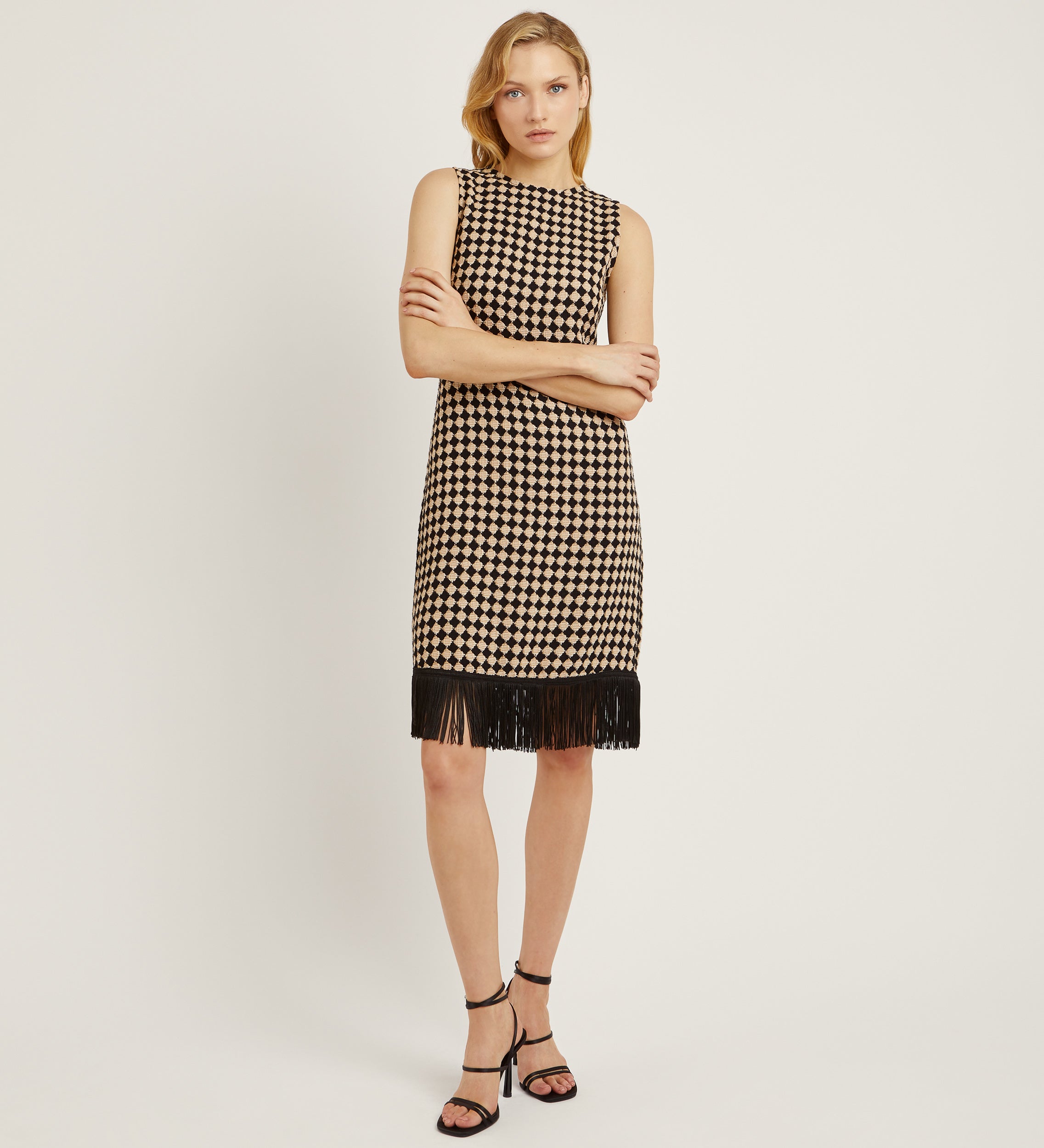 Fringed tweed dress
