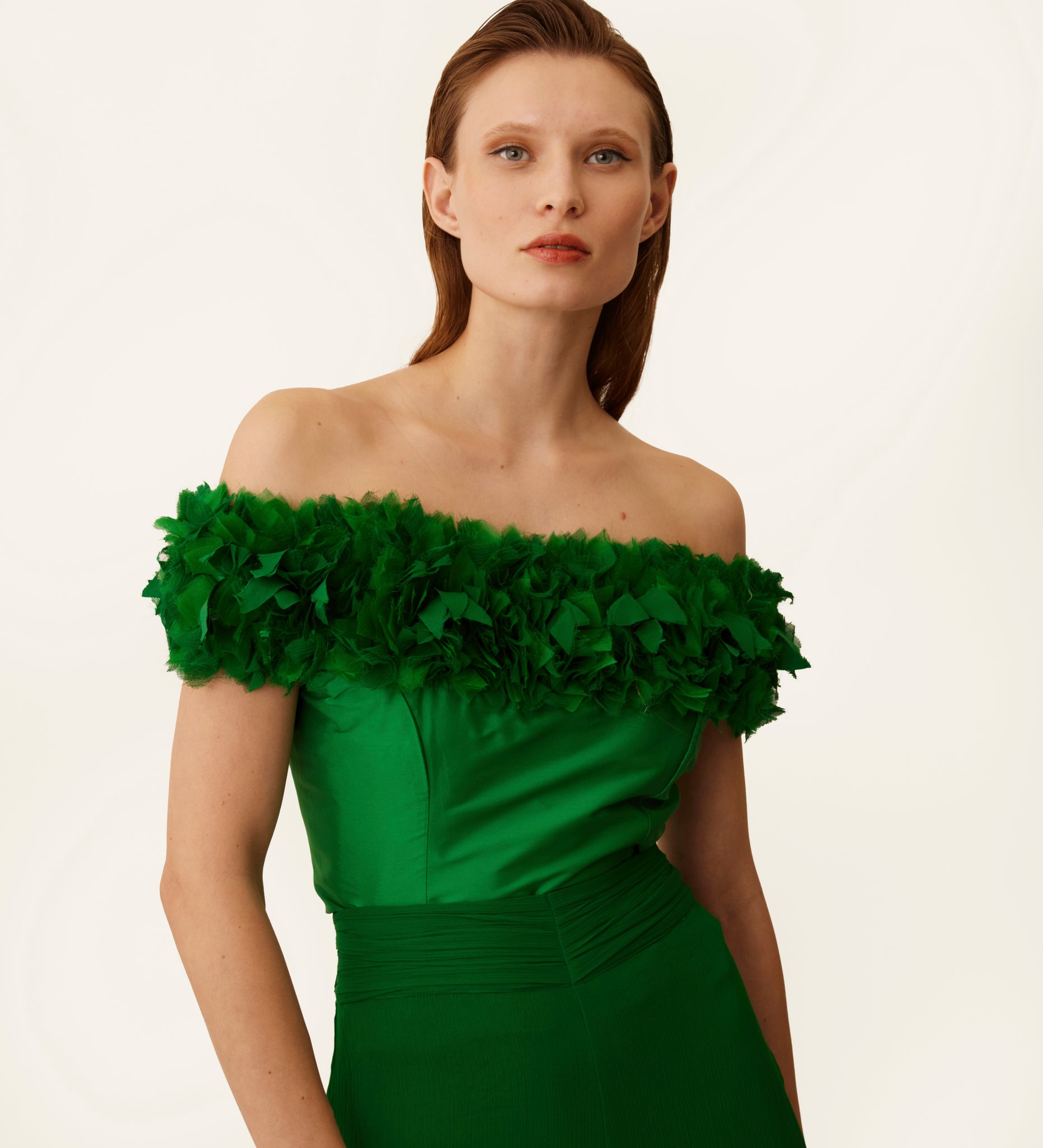 Top décolleté bateau en taffetas