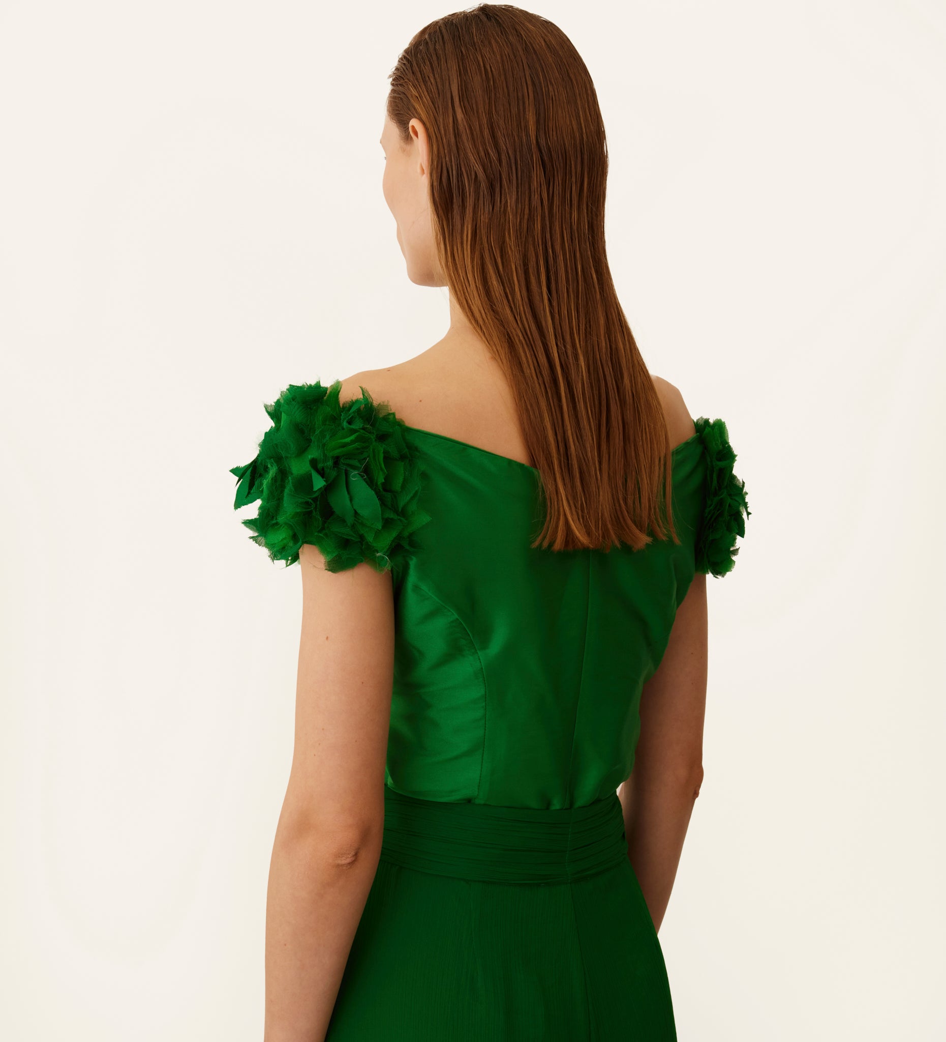 Taffeta bateau neckline top