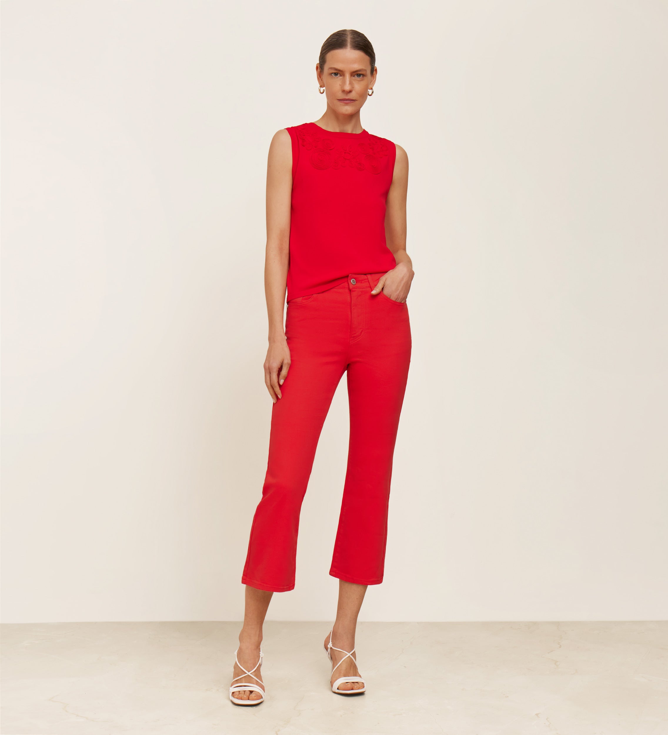 Flared cropped trousers
