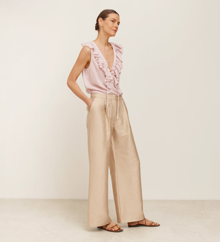 Blouse sans manches à volants