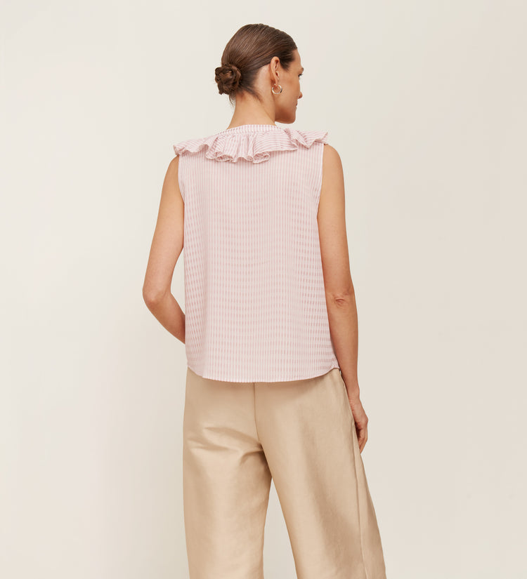 Blouse sans manches à volants