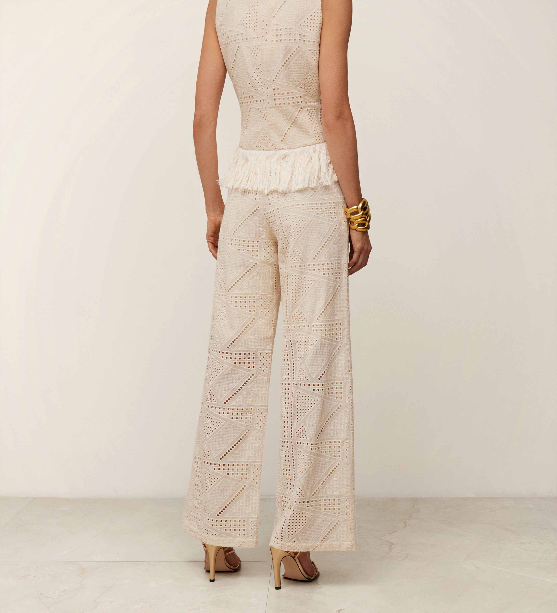 Embroidered cotton pants