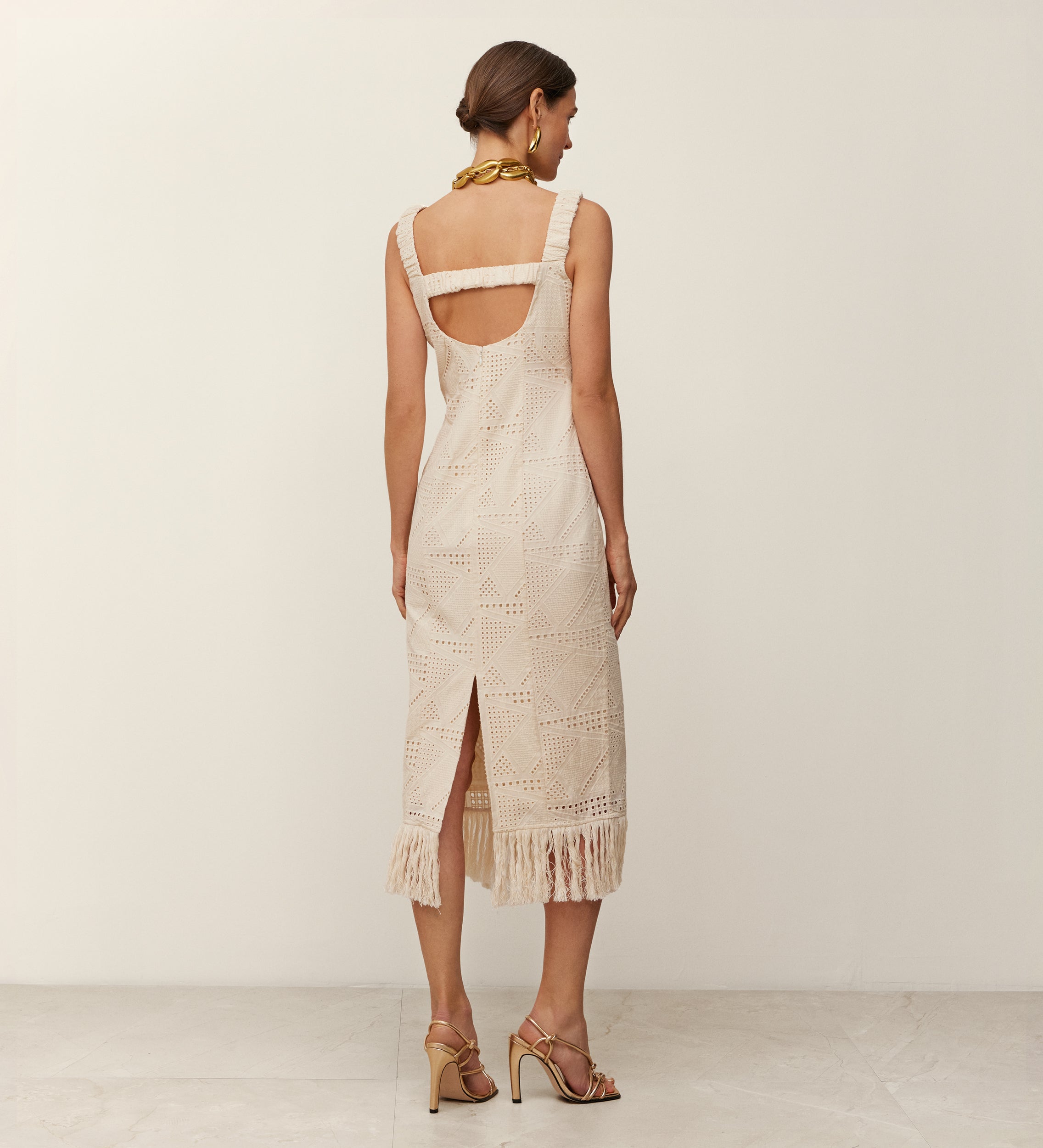 Embroidered cotton midi dress
