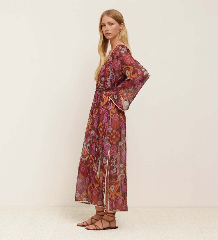 Belted printed kaftan
