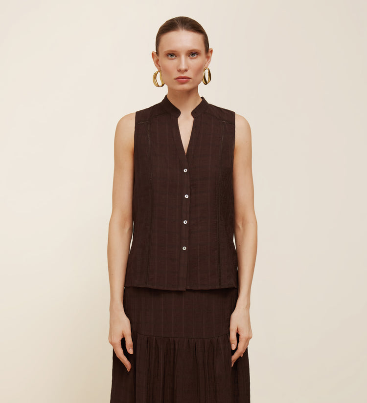 Blouse ourlée en tissu texturé