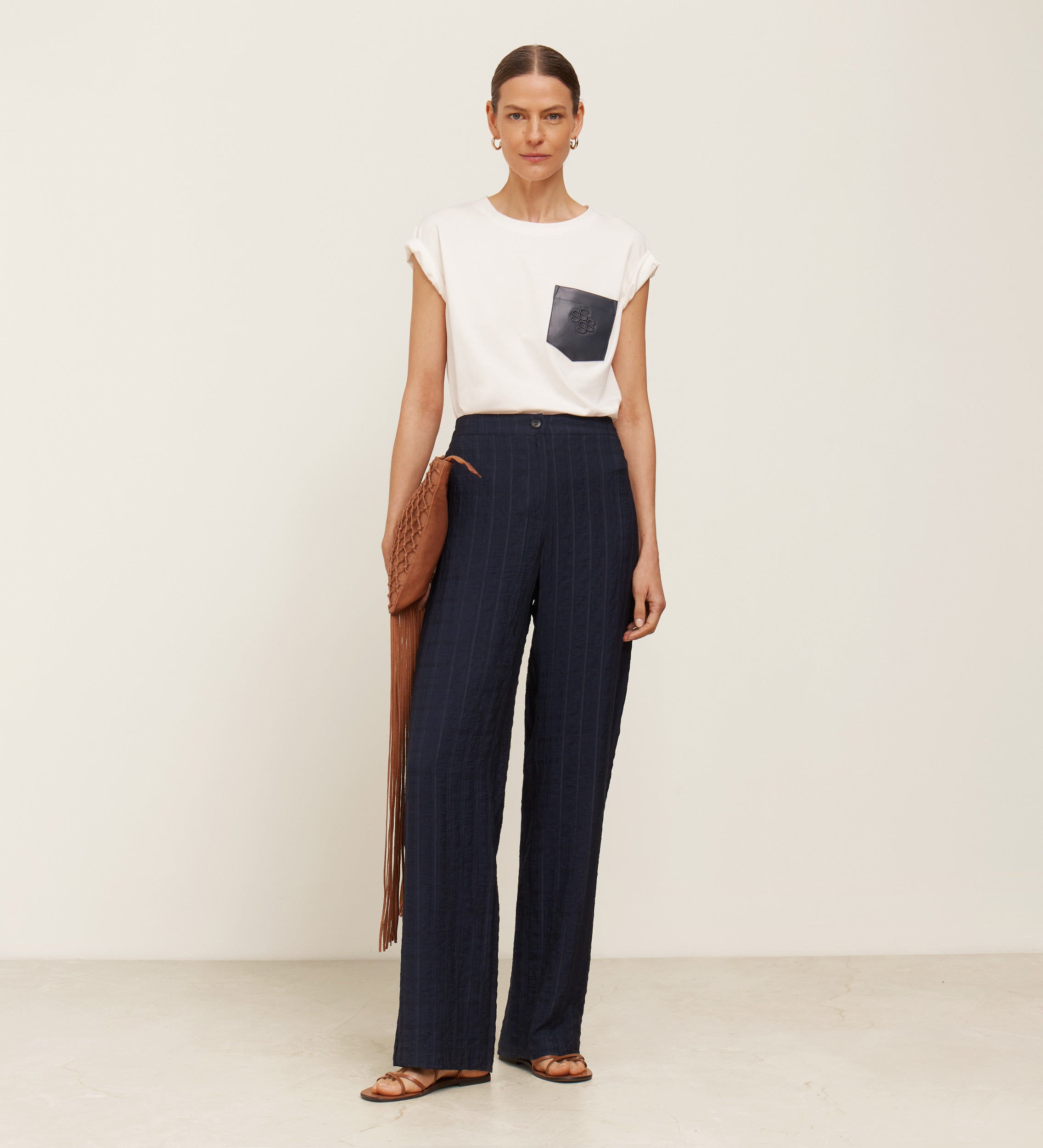 Wide textured trousers