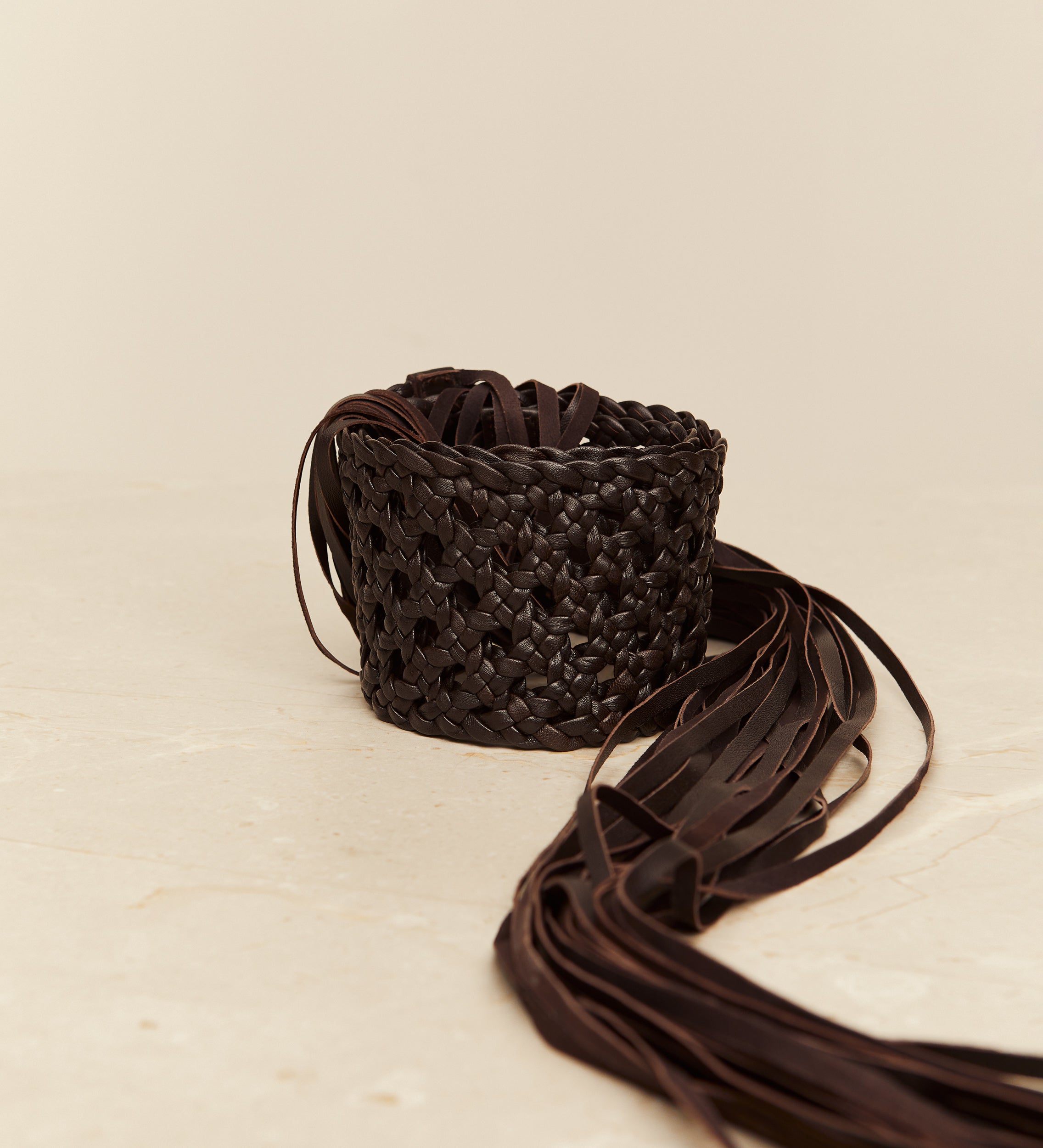 Fringe leather sash belt