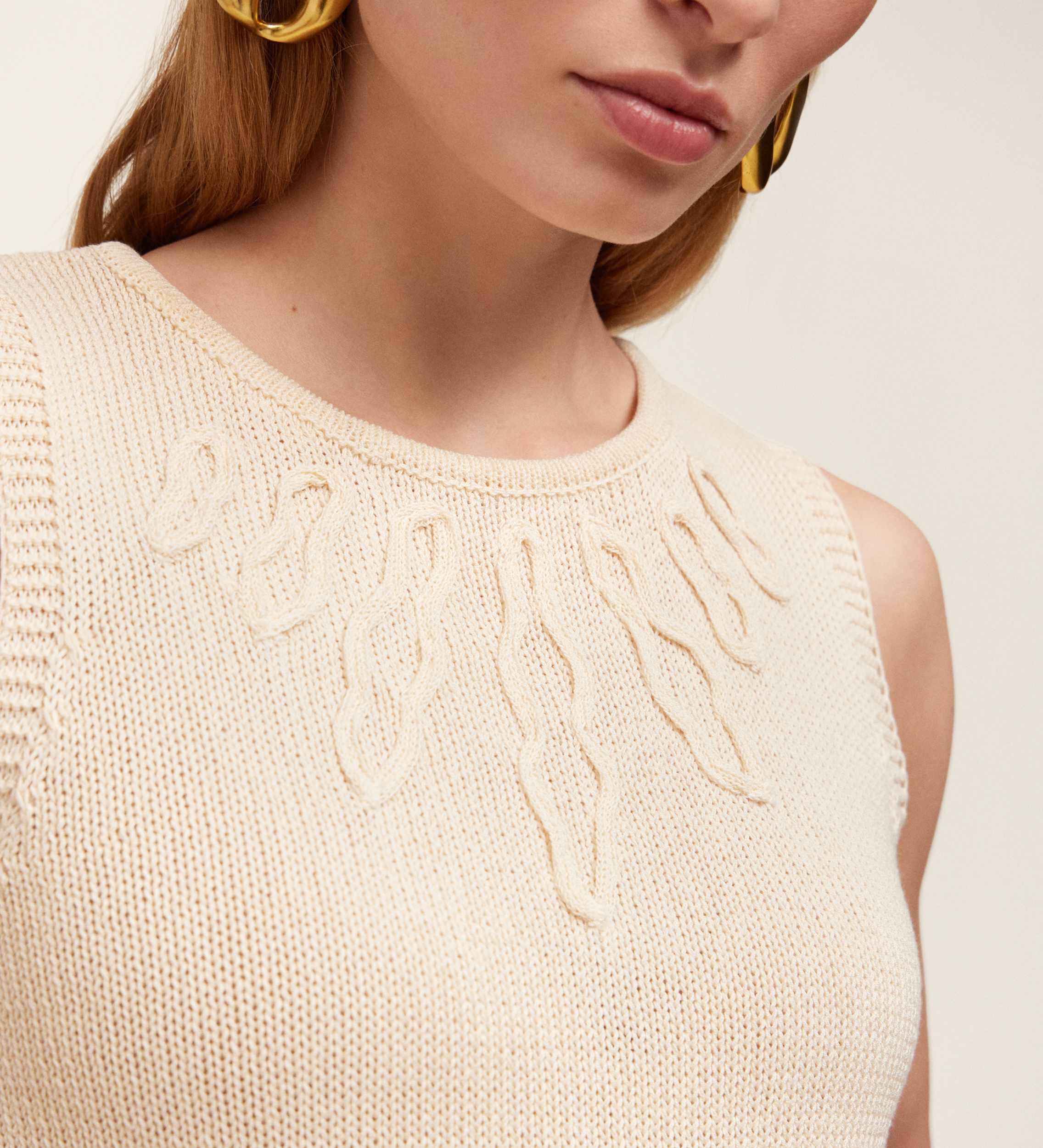 Embroidered tricot top