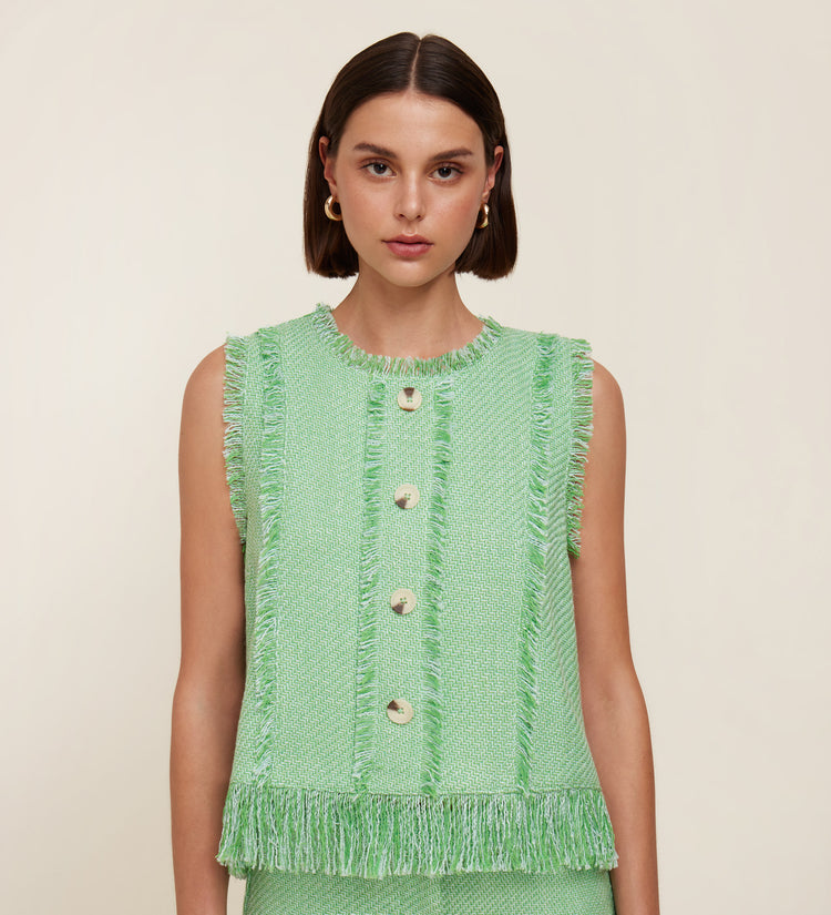 Haut sans manches en tweed