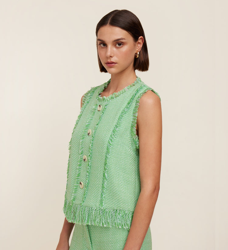Haut sans manches en tweed