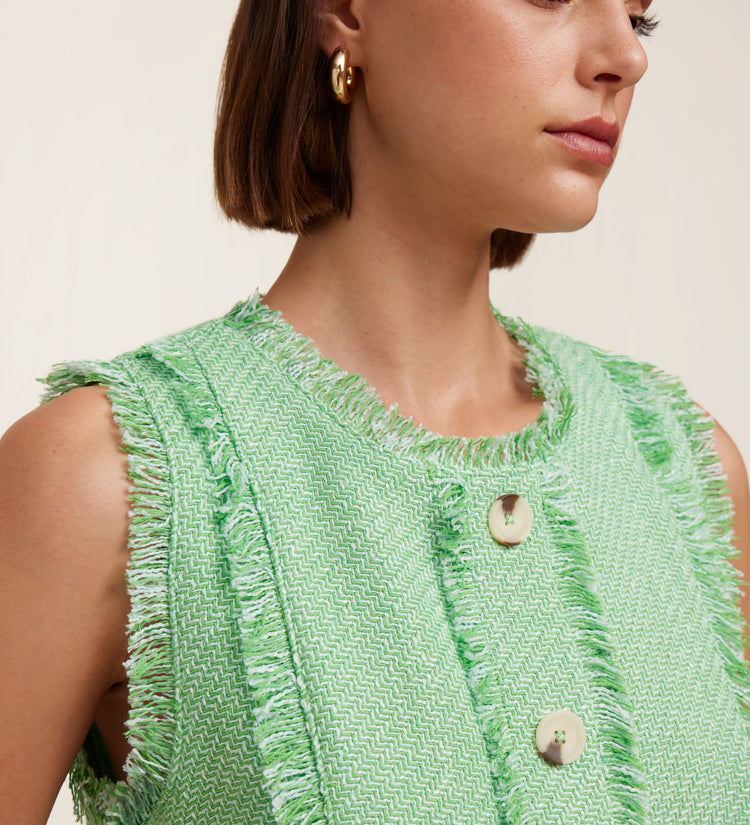 Haut sans manches en tweed