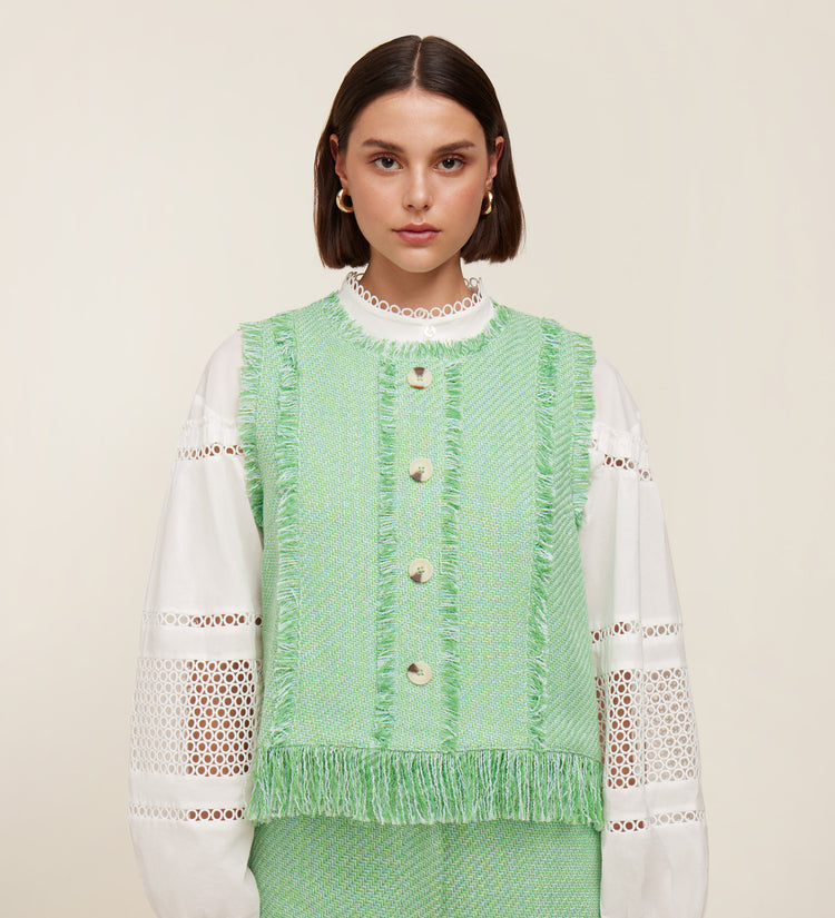 Haut sans manches en tweed