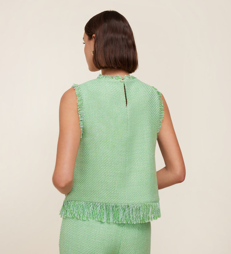 Haut sans manches en tweed