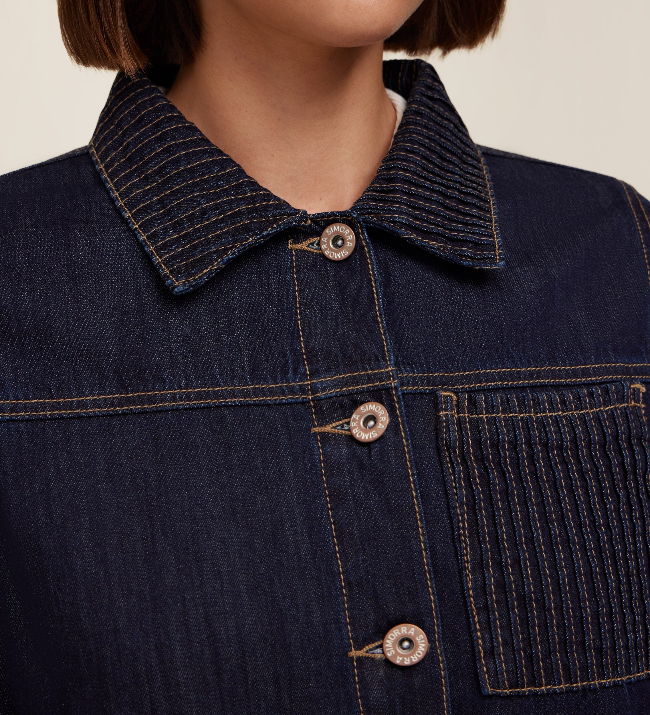 Drawstring overshirt with contrast stitching