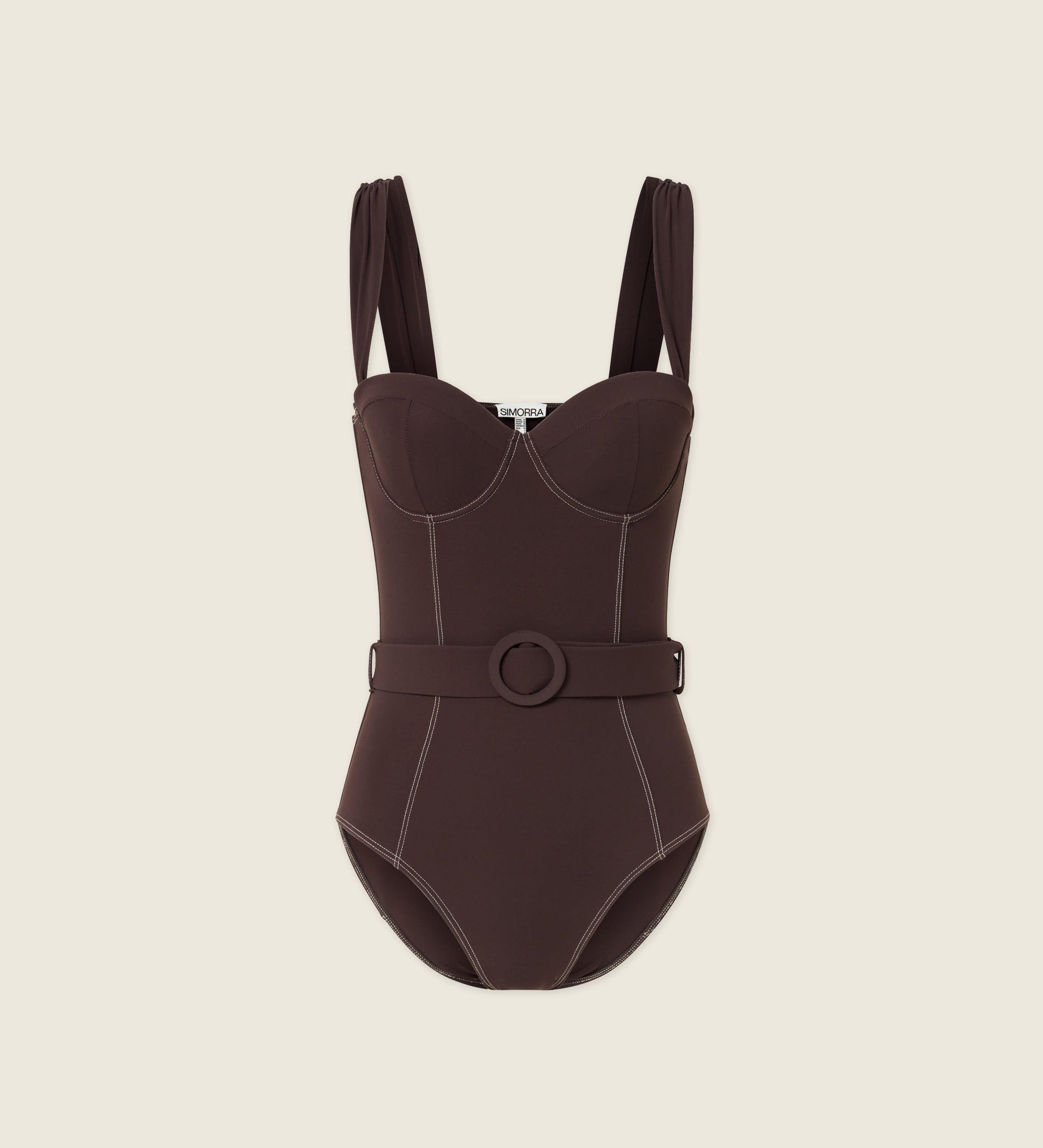 Shaped swimsuit with belt detail