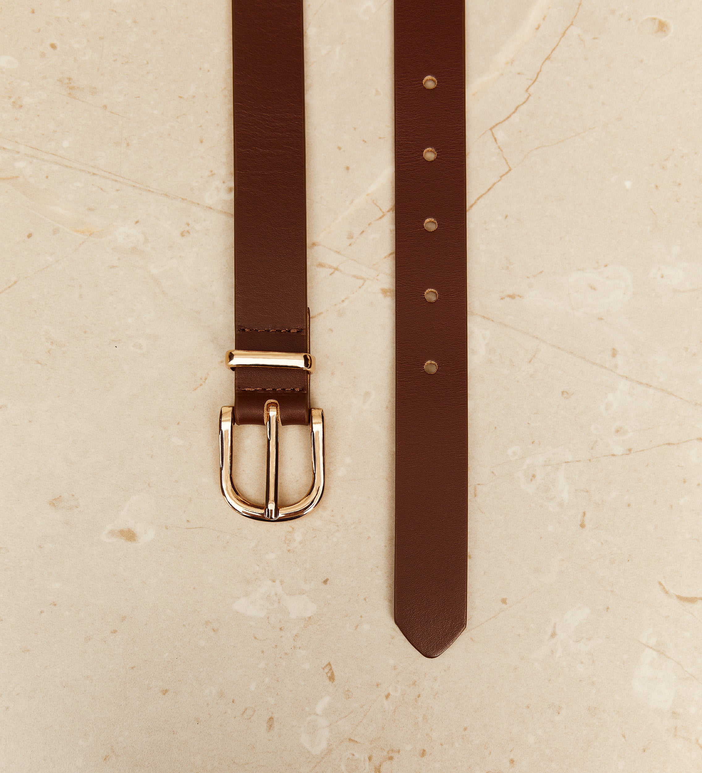 Leather belt with metal buckle
