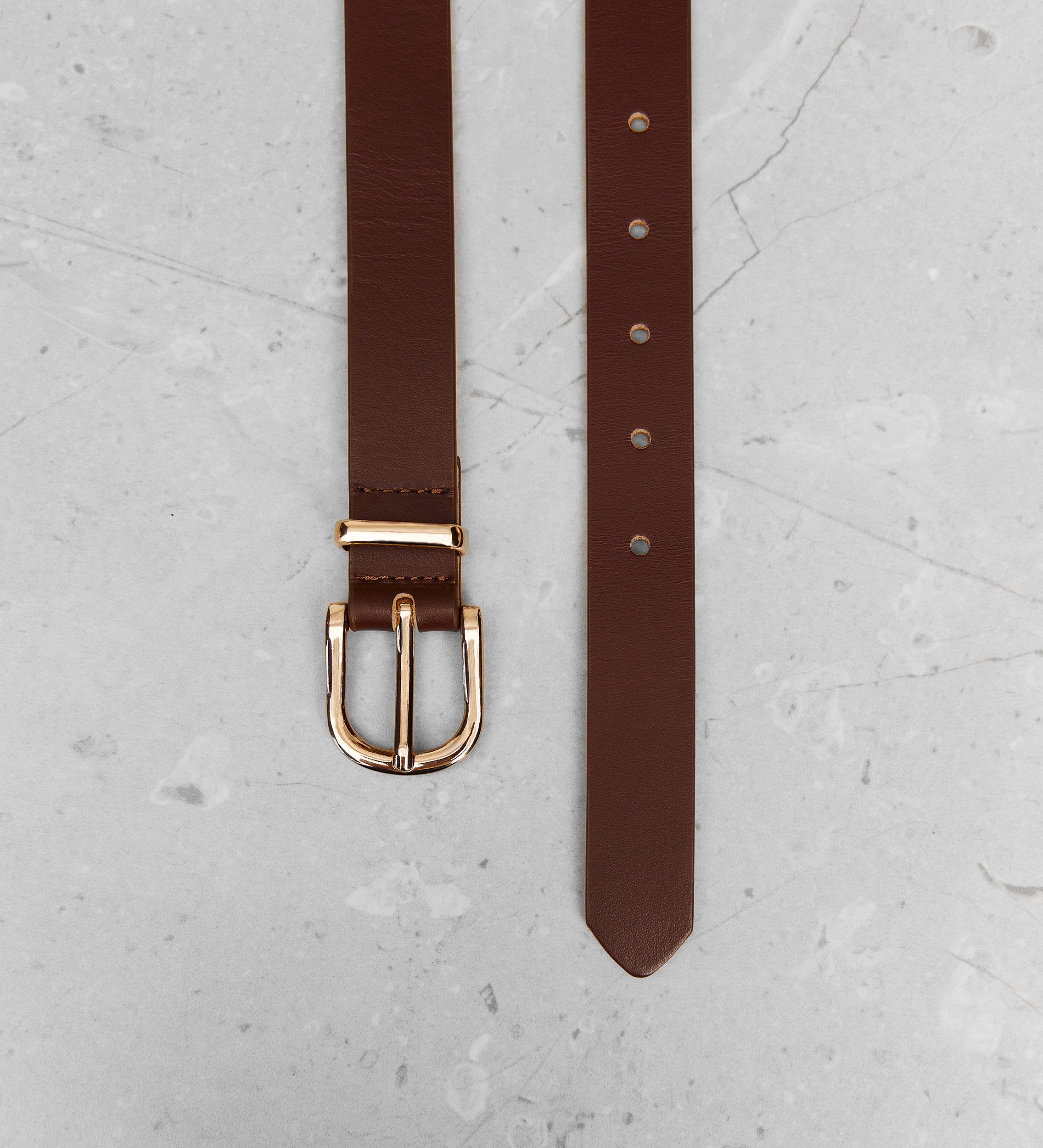 Leather belt with metal buckle