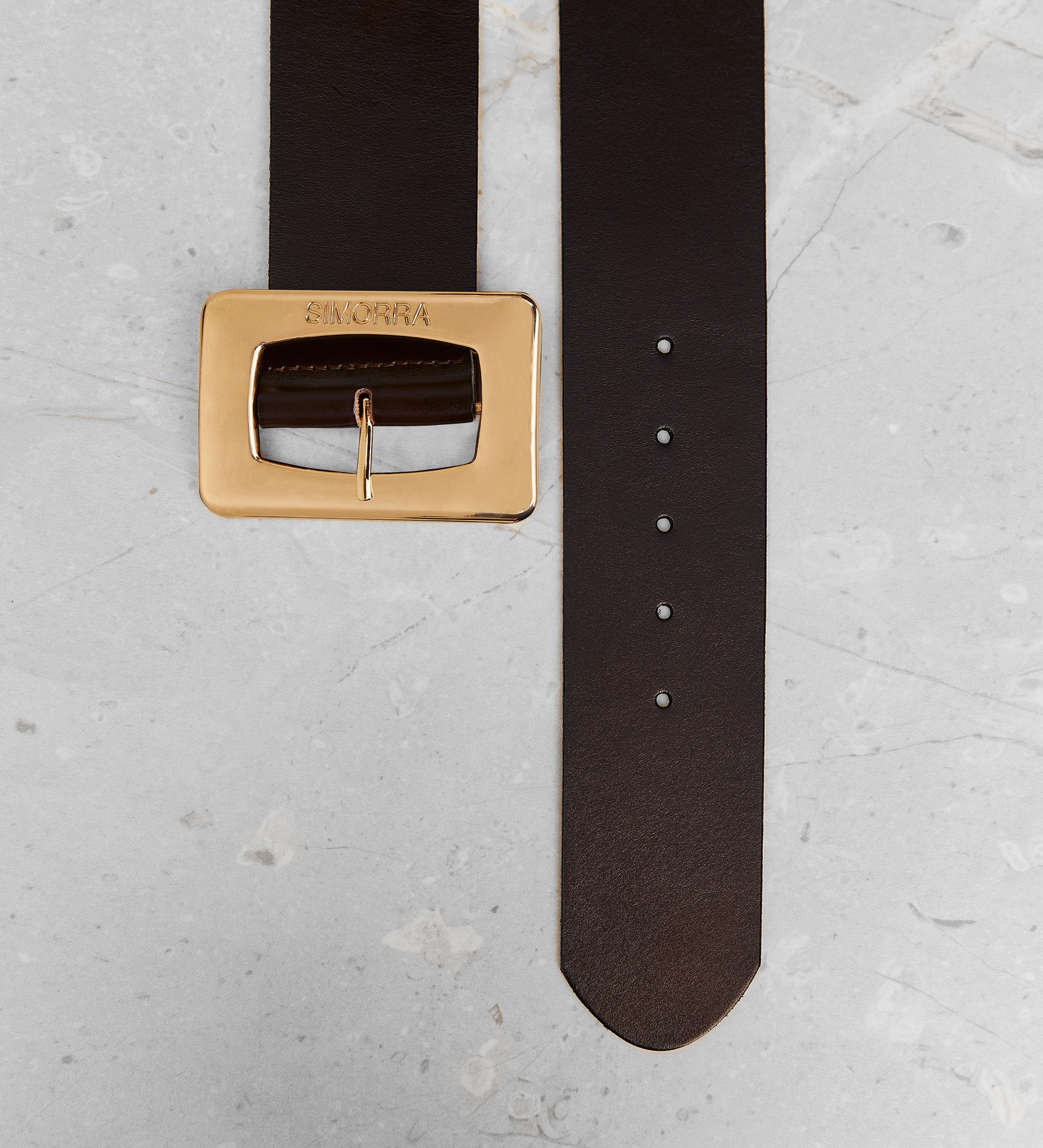 Square buckle leather belt