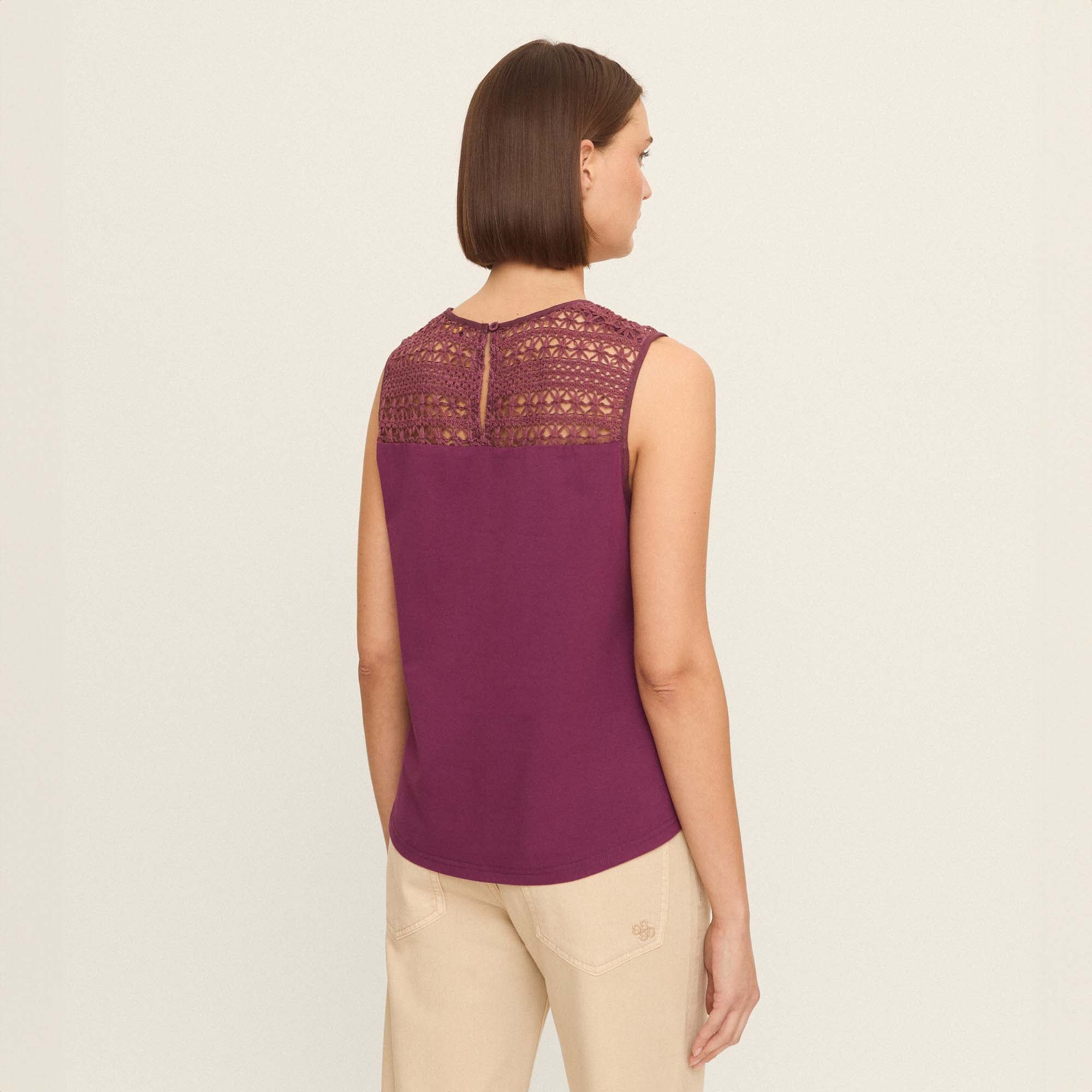 Camiseta lino y crochet