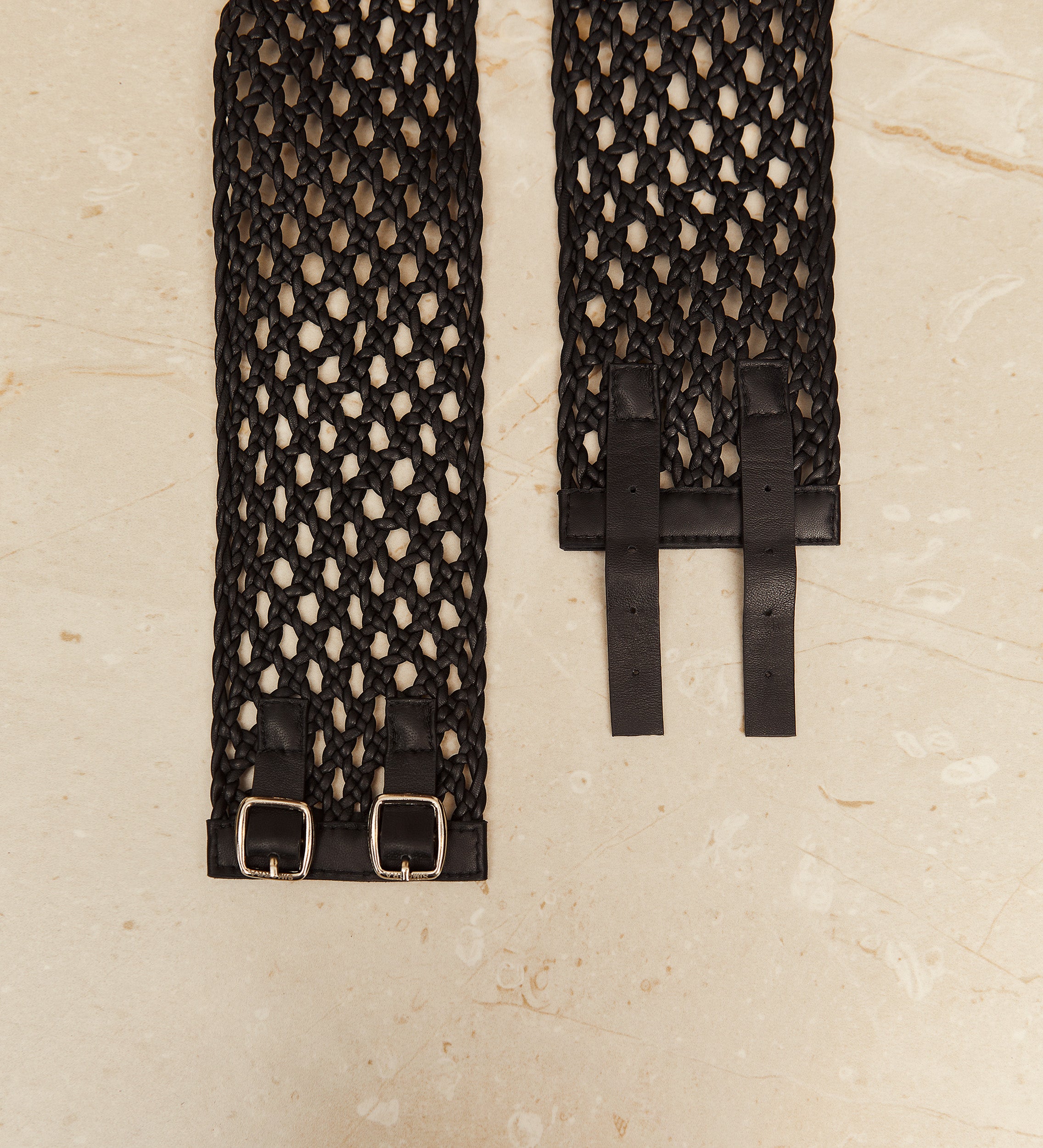 Double buckle leather sash belt