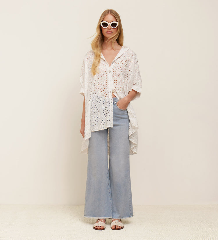 Blouse en coton brocart