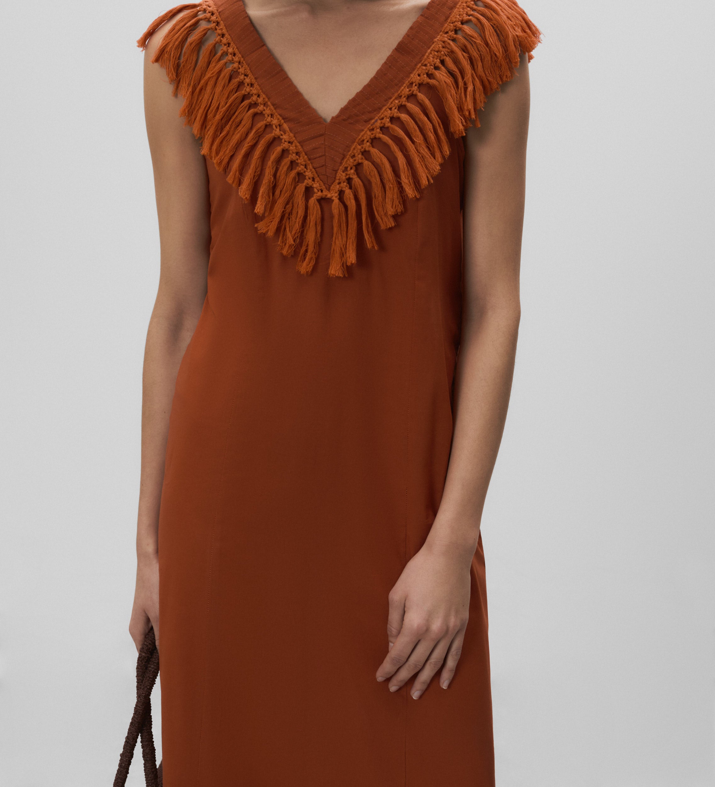 V-neck fringe dress